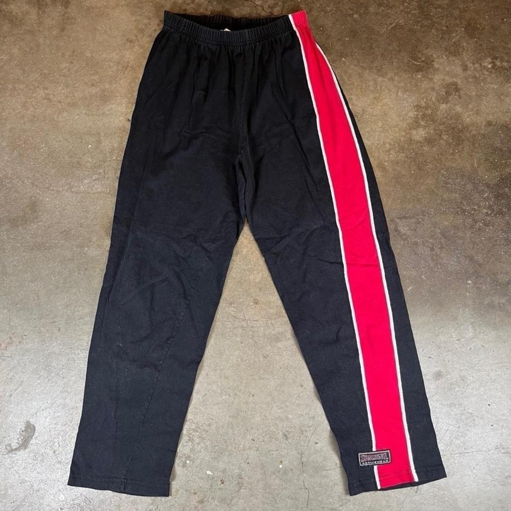 Vintage 90s Spalding black track pants with red stripe Women's Size Large